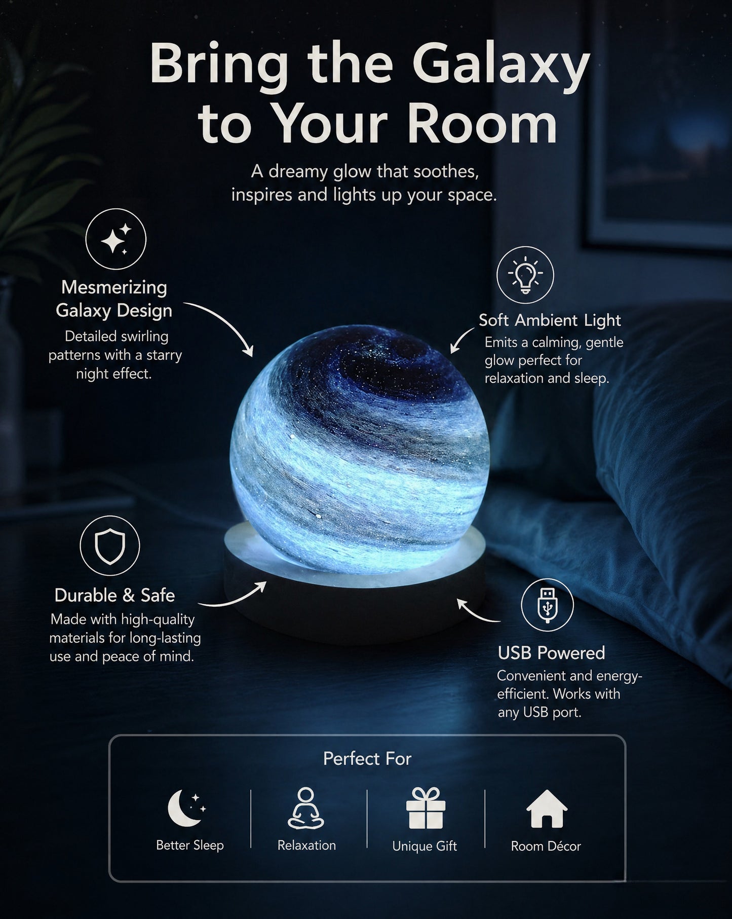 Luma Globe Crystal Lamp (Infinity blue)